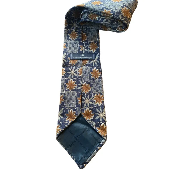 Men's Ermenegildo Zegna Tie, Blue, Orange, 40